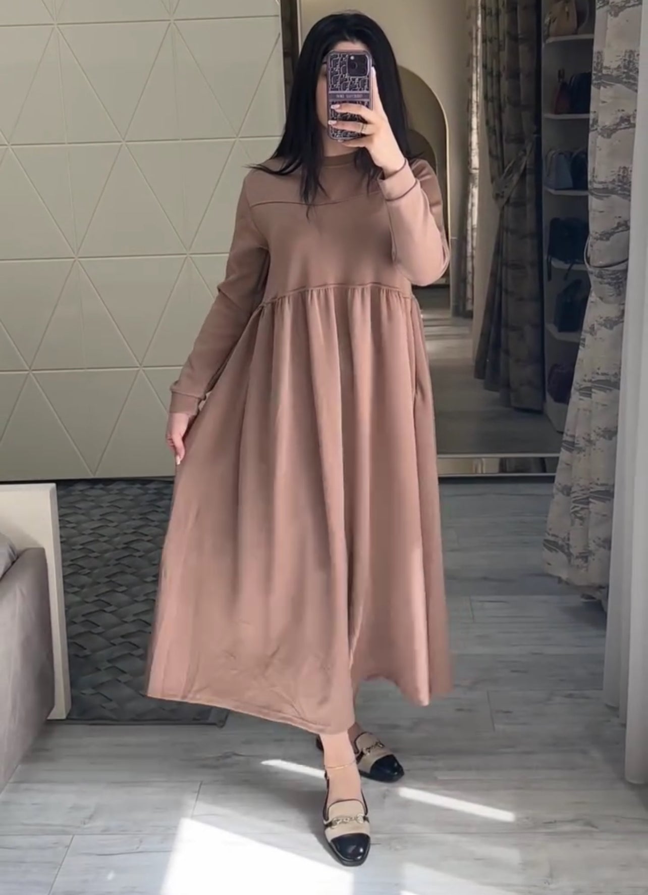 CH 523  Warm Fleece Long Fallen Top