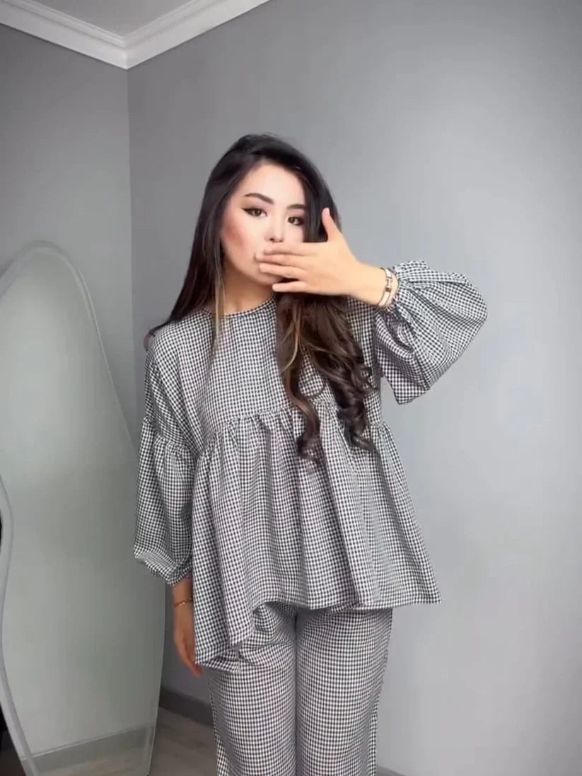 CH 552 Classic Checkered Cotton Co-ord Set-