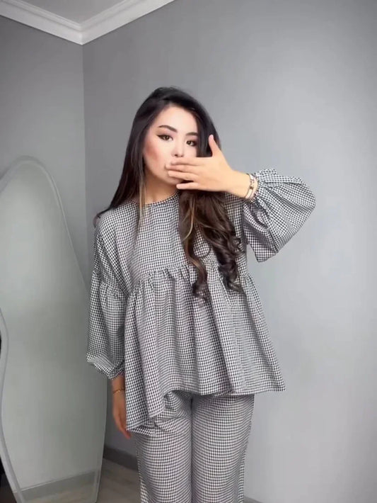 CH 552 Classic Checkered Cotton Co-ord Set-
