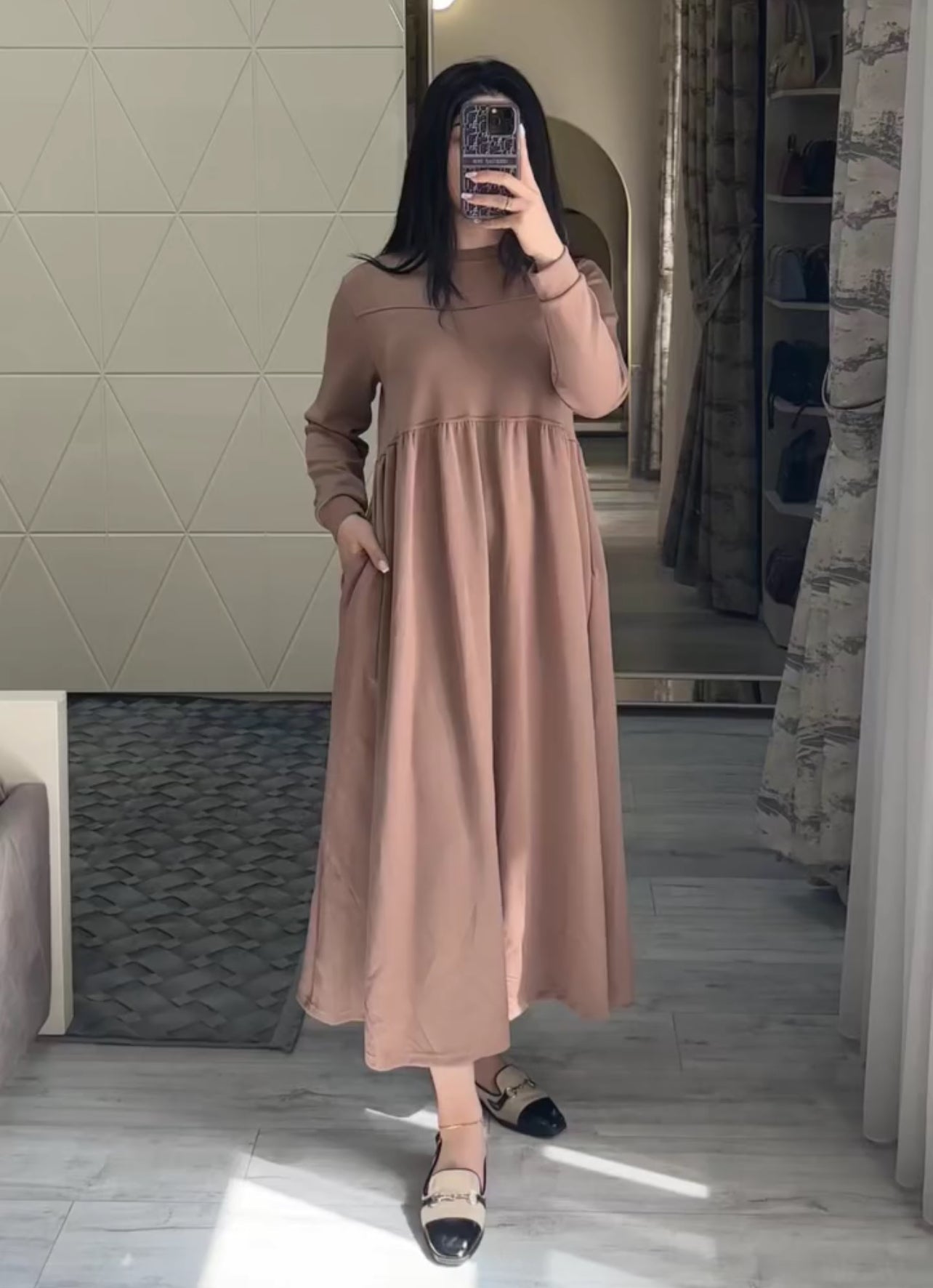 CH 523  Warm Fleece Long Fallen Top
