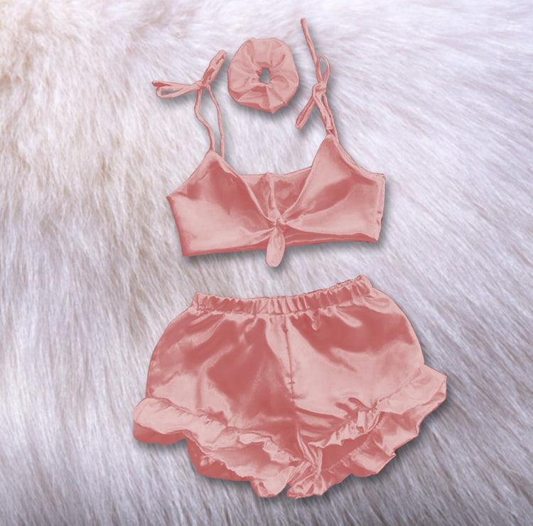 3 in 1 satin silk sleepwear set chk # p38 - saimwear
