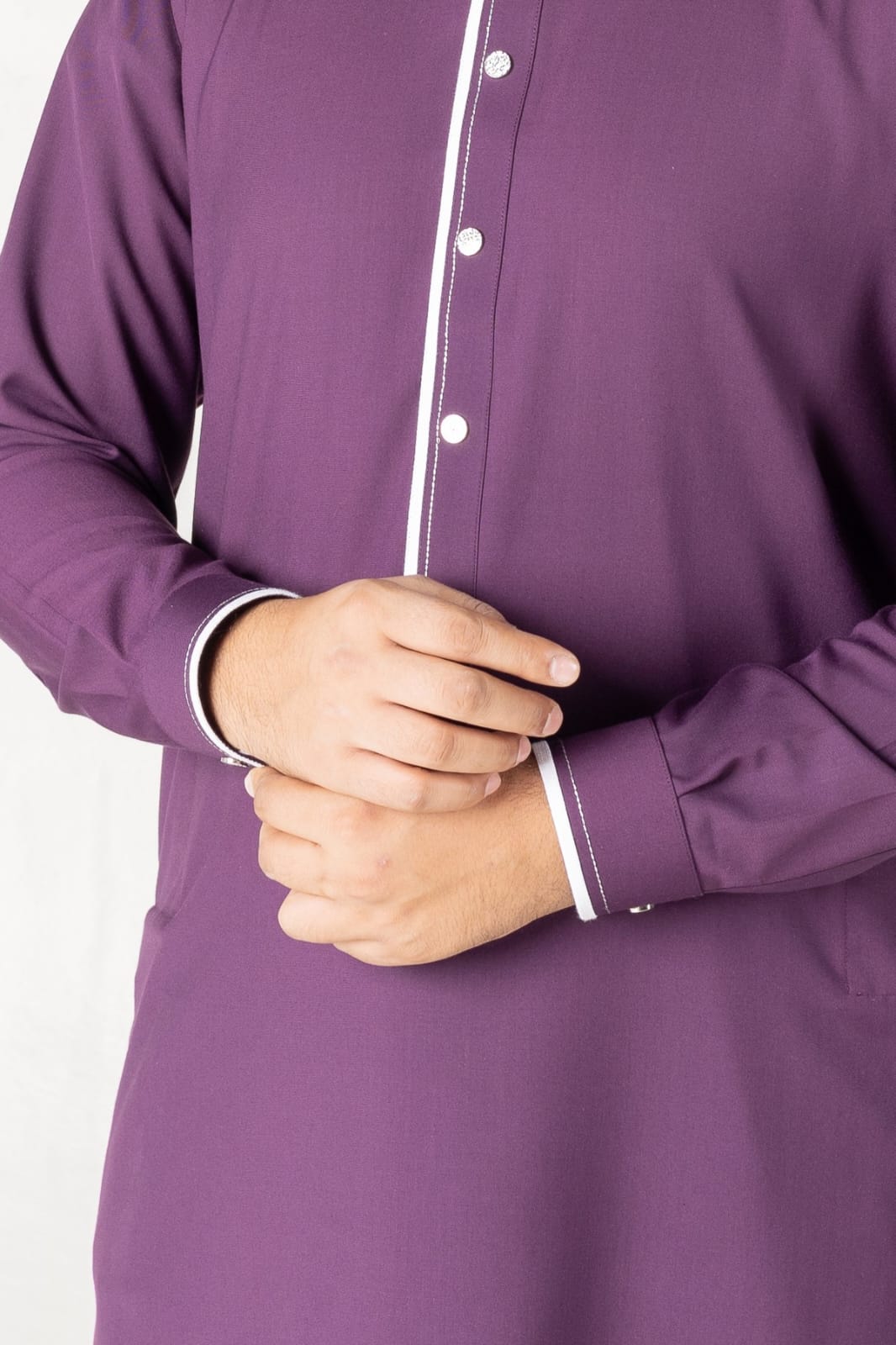 T-05  Purple Classic Men’s Thobe with Printed Detailing