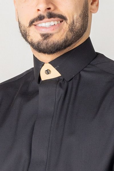 T-11 Black Classic Men’s Thobe with Printed Detailing