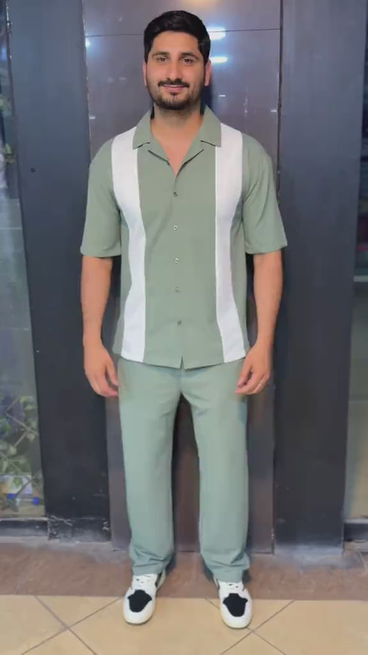 Q-03 Retro Stripe Co-Ord – Sage Edition