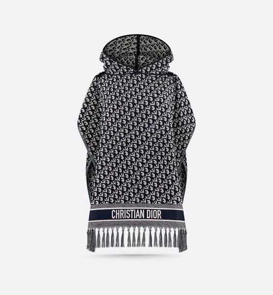 CH  530 Printed poncho style hooded fleece cape shawl - SAIMWEAR