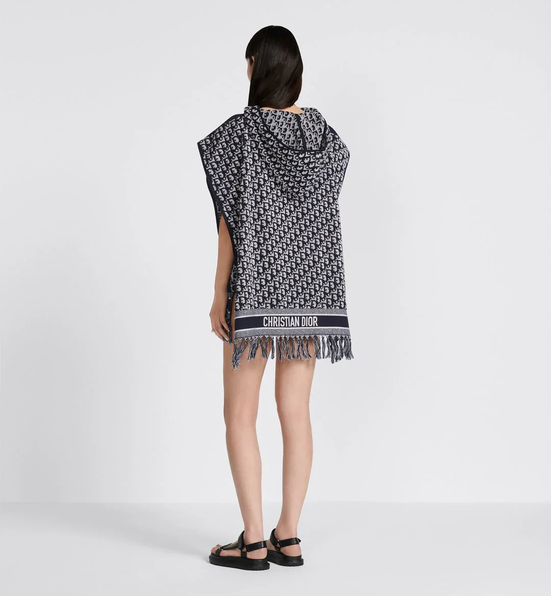 CH  530 Printed poncho style hooded fleece cape shawl - SAIMWEAR