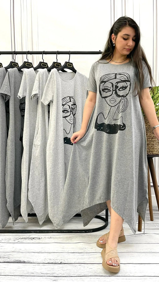 A line long loose causal summer tee  CH 549
