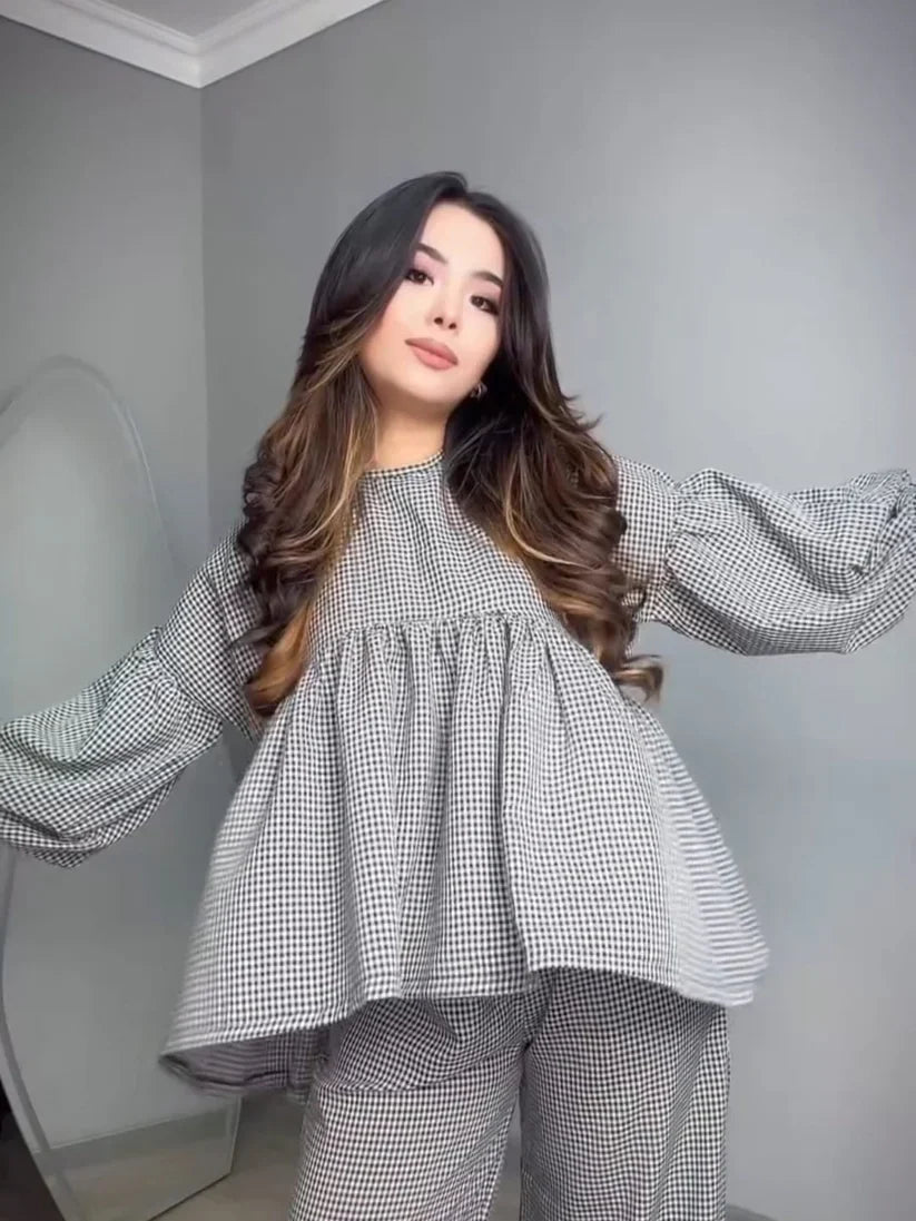 CH 552 Classic Checkered Cotton Co-ord Set-