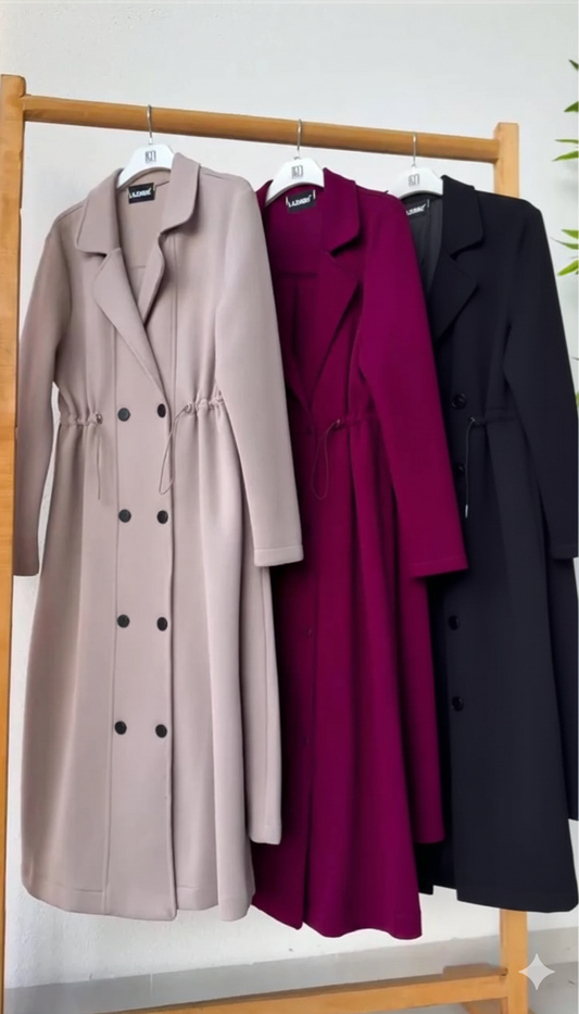 CH 622 - Women’s Elegant Drawstring Long Coat Dress – Winter Wear |