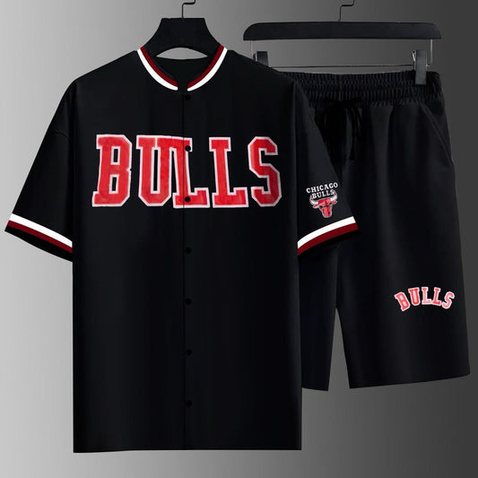 Chicago Bulls Premium Two-Piece Jersey Set | Button Shirt & Shorts (V-14 BULLS)