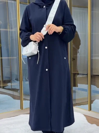 Ch 515  2 Piece Winter Fleece Dress Head to Toe Button Pocket Hoodie & Trouser